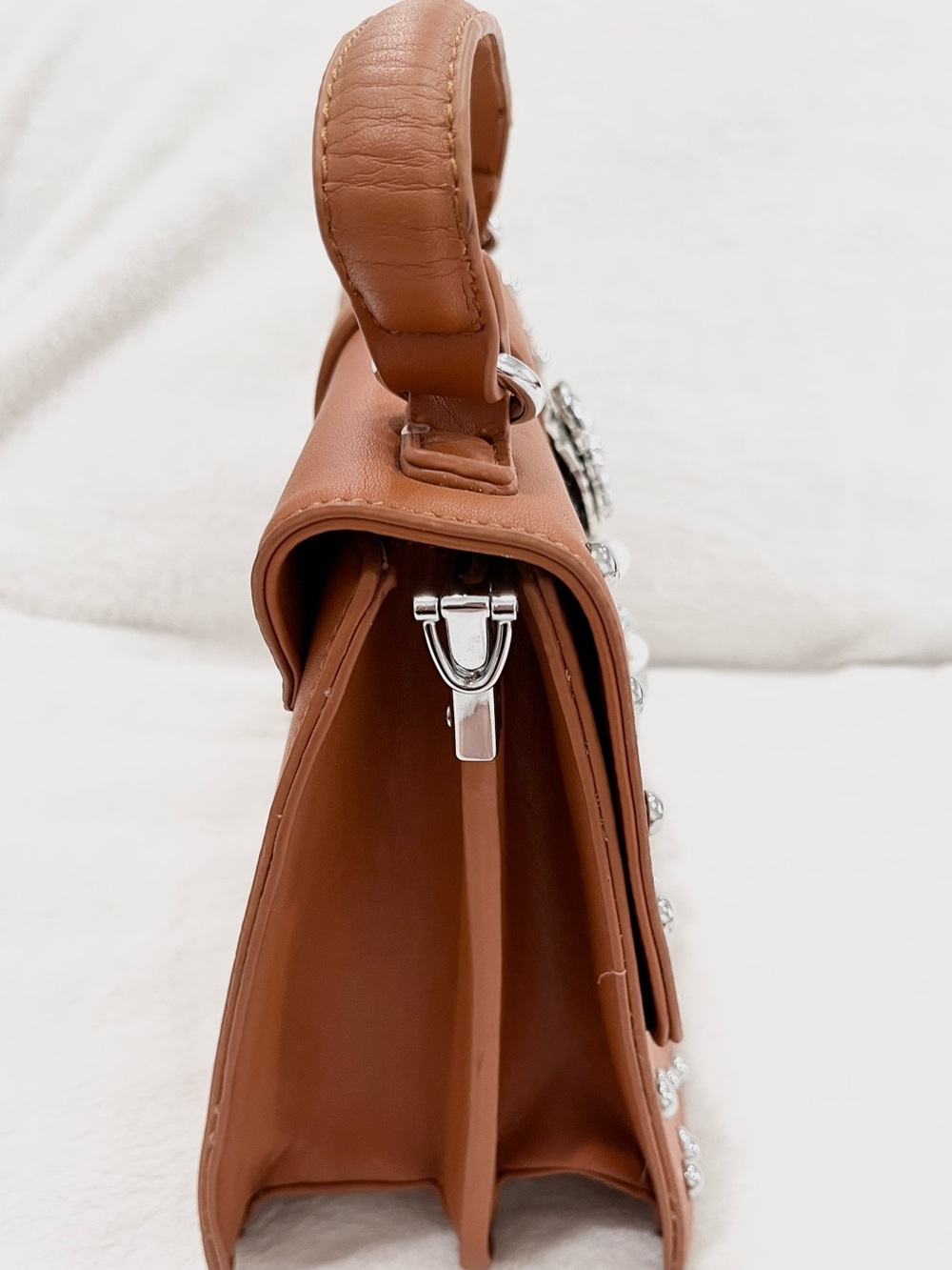 Western Brown Shoulder Bag Rhinestone Buckle Removable Strap New - Picture 7 of 9